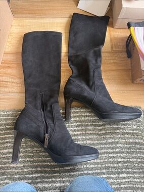 Black was Aquatalia Suede High-Heel Knee Boots